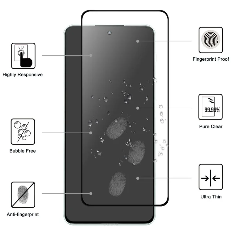 Para OnePlus Nord 3 5G Protector de pantalla superclaro del teléfono móvil Borde negro Película de cobertura de pantalla de vidrio AGC pegamento completo