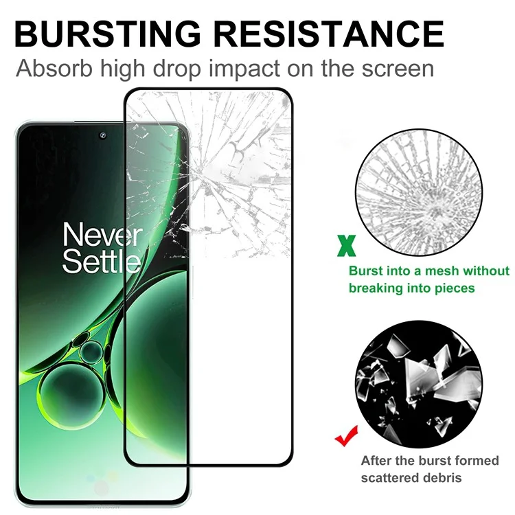 Para OnePlus Nord 3 5G Protector de pantalla superclaro del teléfono móvil Borde negro Película de cobertura de pantalla de vidrio AGC pegamento completo