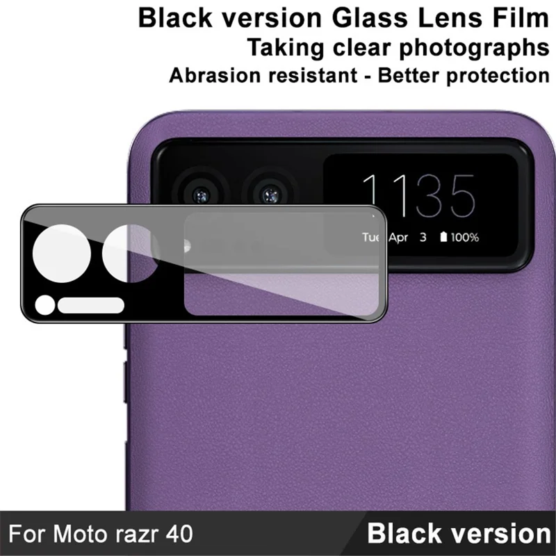 IMAK for Motorola Razr 40 5G Camera Lens Protector Anti-Scratch Tempered Glass Rear Lens Film (Black Version)