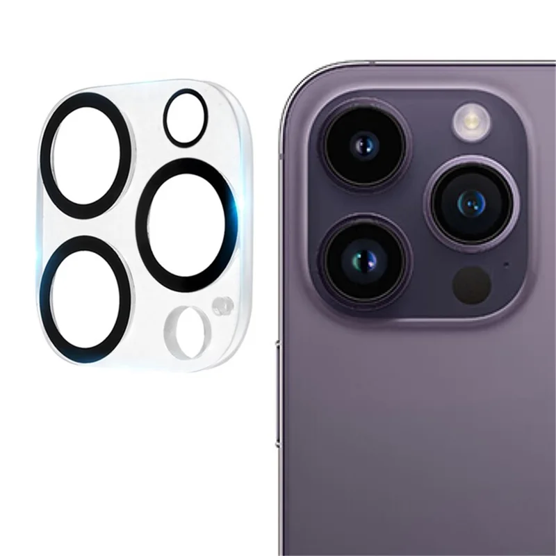 Camera Lens Protector for iPhone 15 Pro / 15 Pro Max , Silk Printing Tempered Glass Rear Camera Lens Cover Film