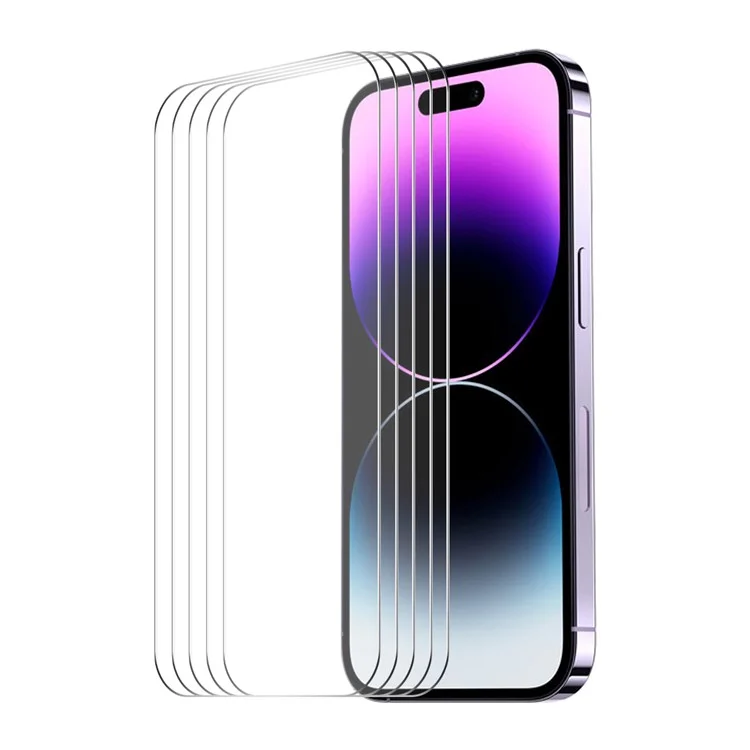 ENKAY Protezione Schermo 5Pcs 2.5D per iPhone 15 Pro, Pellicola in Vetro Temperato in Alluminio-Silicio 9H 0,26mm 
