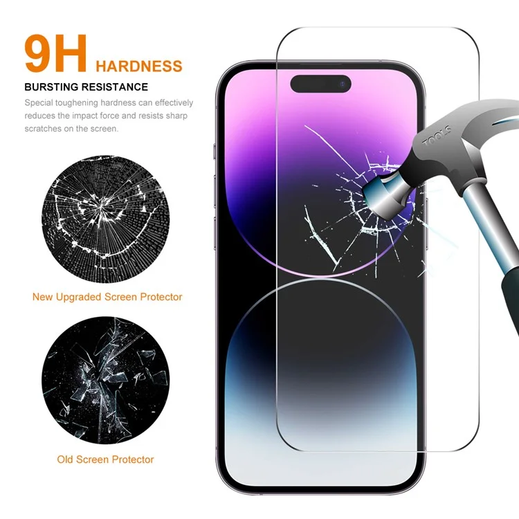 ENKAY Protezione Schermo 5Pcs 2.5D per iPhone 15 Pro, Pellicola in Vetro Temperato in Alluminio-Silicio 9H 0,26mm 