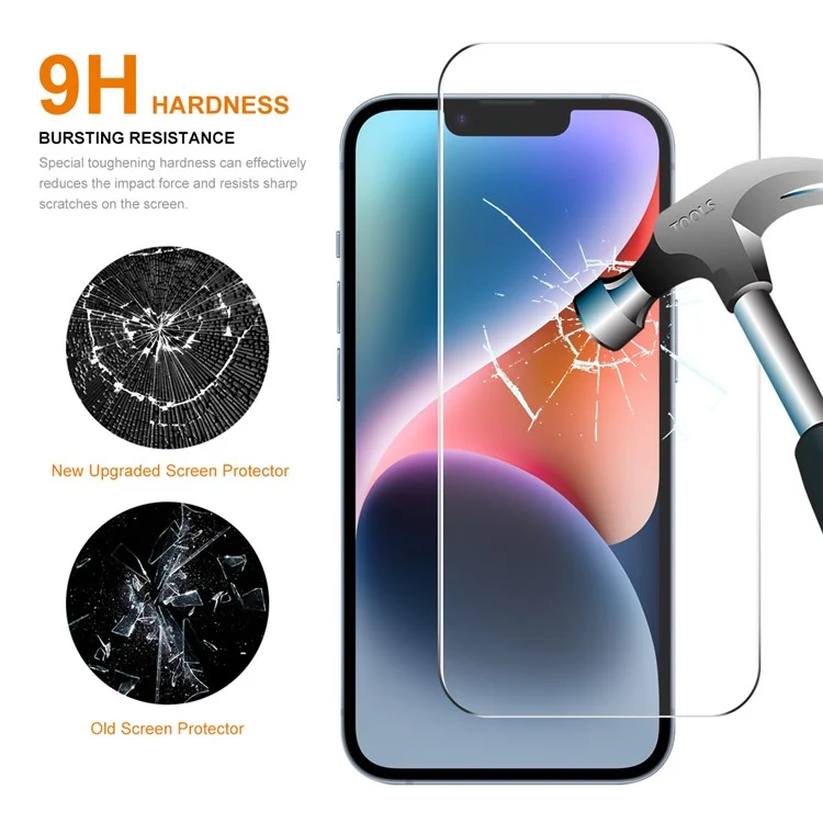 ENKAY HAT PRINCE 10Pcs 0,26mm Protetor de Tela para iPhone 15, Vidro de Sílica de Alumínio 9H 2,5D Anti-impressões Digitais