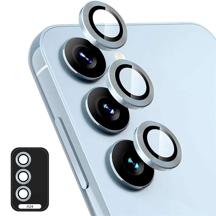ENKAY HAT PRINCE per Samsung Galaxy S23 FE Protezione Obiettivo Fotocamera Vetro Temperato + Anello in Lega di Alluminio Cover di Protezione - Blu