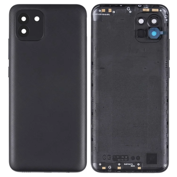 Para Samsung Galaxy A03 (164.2 x 75.9 x 9.1mm) A035 Carcasa de la batería con tapa del objetivo de la cámara - Negro