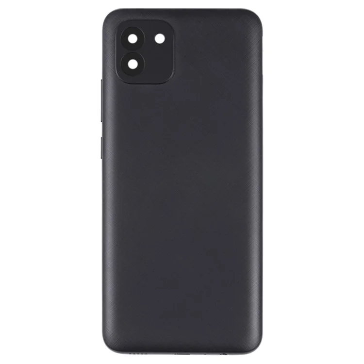 Para Samsung Galaxy A03 (164.2 x 75.9 x 9.1mm) A035 Carcasa de la batería con tapa del objetivo de la cámara - Negro
