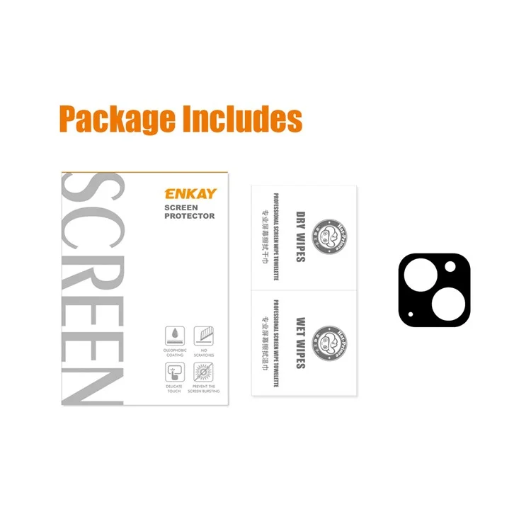 ENKAY HAT PRINCE For iPhone 15 / 15 Plus Tempered Glass Camera Lens Protector Full Cover Silk Printing Lens Film