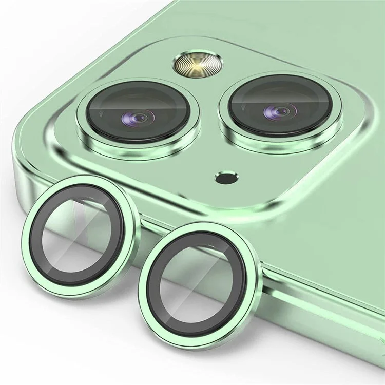 ENKAY HAT PRINCE 1 Set pour iPhone 15 / 15 Plus Protecteur d'objectif de caméra Verre trempé + Anneau en alliage d'aluminium AR HD Film transparent - Vert