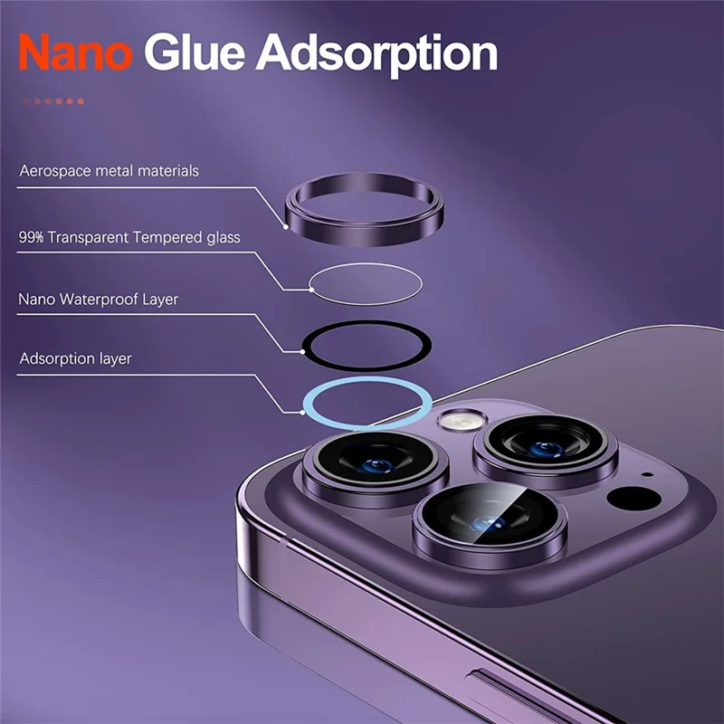 ENKAY HAT PRINCE 1 Set Pour iPhone 15 Pro / 15 Pro Max AR Ultra Clear Camera Lens Protector Tempered Glass+Aluminum Alloy Lens Film - Argent