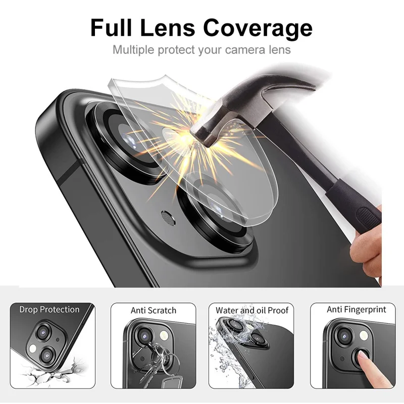 ENKAY HAT PRINCE For iPhone 15 / 15 Plus 1 Set Camera Lens Protector Tempered Glass + Aluminum Alloy Ring Rear Lens Film - Pink
