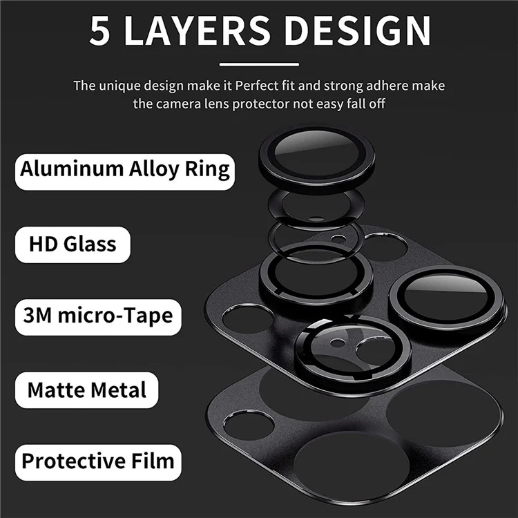 ENKAY HAT PRINCE Per iPhone 15 Pro / 15 Pro Max AR Ultra Clear Camera Lens Protector Tempered Glass+Aluminum Alloy Lens Film - Grigio