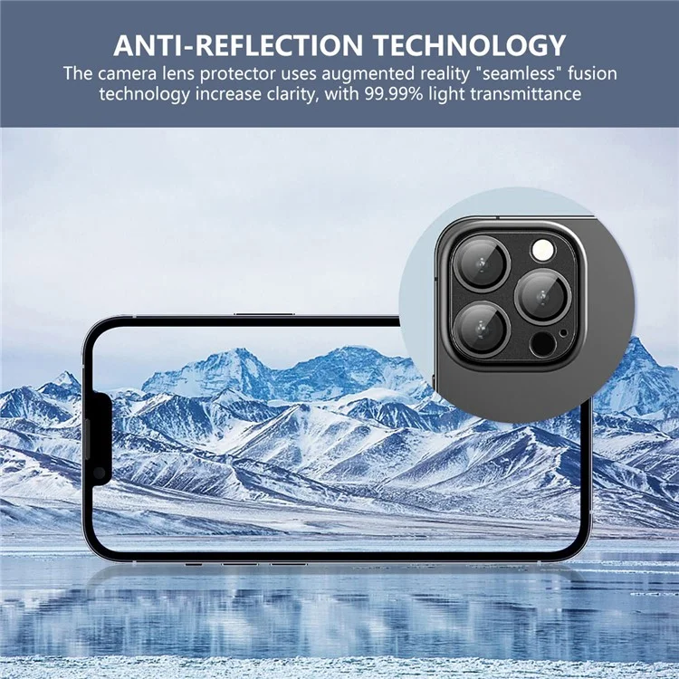 ENKAY HAT PRINCE Per iPhone 15 Pro / 15 Pro Max AR Ultra Clear Camera Lens Protector Tempered Glass+Aluminum Alloy Lens Film - Grigio