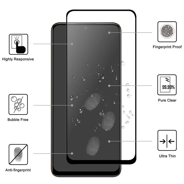 For Xiaomi Redmi Note 12R Pro 5G Black Edge Full Glue Phone Screen Film AGC Glass Screen Covering Protector