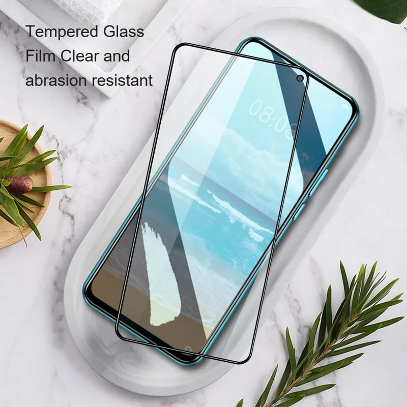 AMORUS Для Xiaomi Redmi 12 4G Full Screen Protector Silk Printing Tempered Glass Full Glue Film - Черный