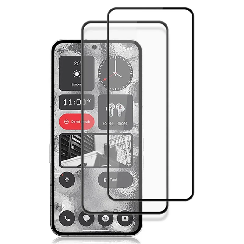 AMORUS 2Stück Klarer Bildschirmschutz für Nothing Phone (2) , Vollverklebter Tempered Glass Silk-Druck-Film - Schwarz