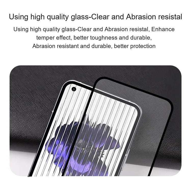 AMORUS Для nothing phone (2) Full Cover Screen Protector Silk Printing Full Glue Tempered Glass Film Guard - Black
