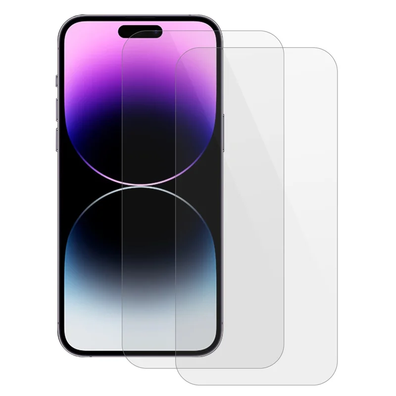 2Peças Para iPhone 15 Pro Protetor de Tela de Vidro Temperado Anti-Explosão de Grossa Cola com Borda de Arco de 0,25