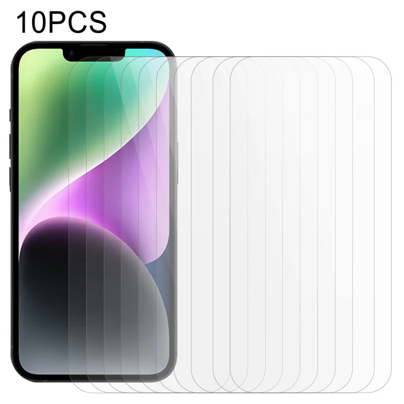 10 Pzas Bordes de Película de 0,25 arco para iPhone 15 Plus, Protector de Pantalla de Vidrio Templado Ultra Claro con Adhesivo Grueso 