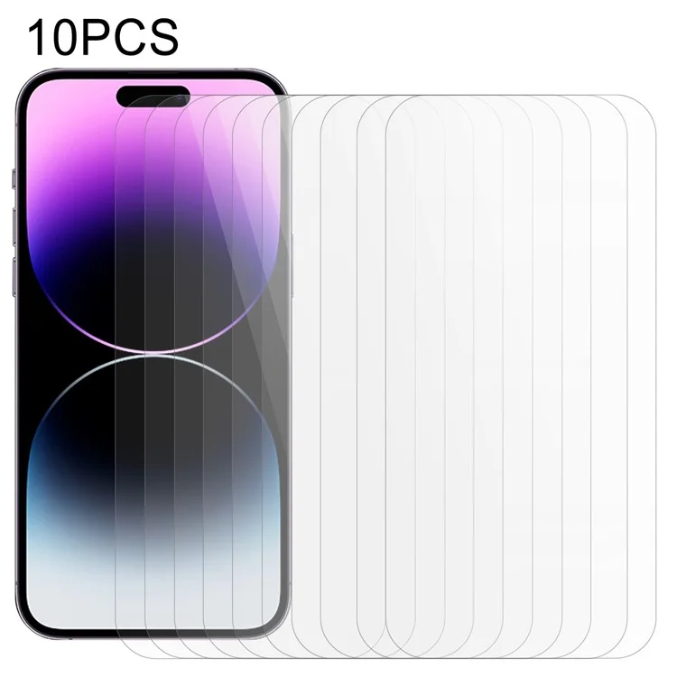 10 Películas de Proteção de Tela para iPhone 15 Pro, Filme Transparente com Borda Curva de 0,25 Arco e Adesivo Grosso 