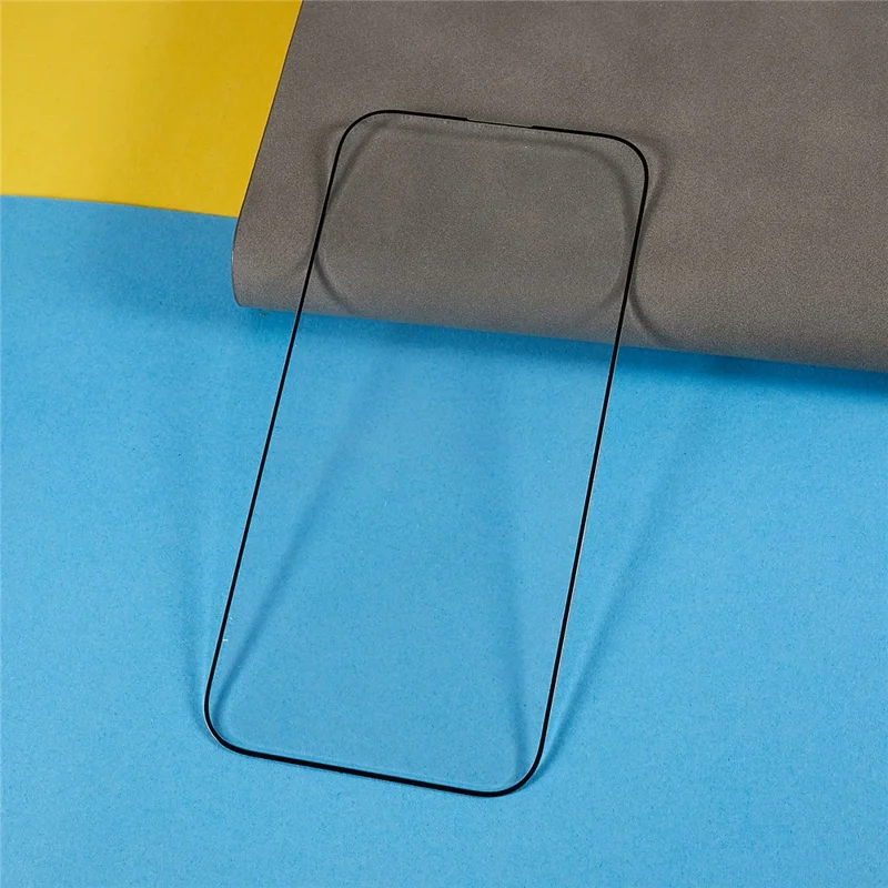 10Pcs Tempered Glass Screen Protector for iPhone 15 Pro , Silk Printing Black Edge Full Glue Phone Full Cover Film