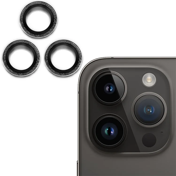 RURIHAI For iPhone 15 Pro / 15 Pro Max Защита объектива камеры AR HD Закаленное стекло Блестящее кольцо Пленка для объектива - Черный