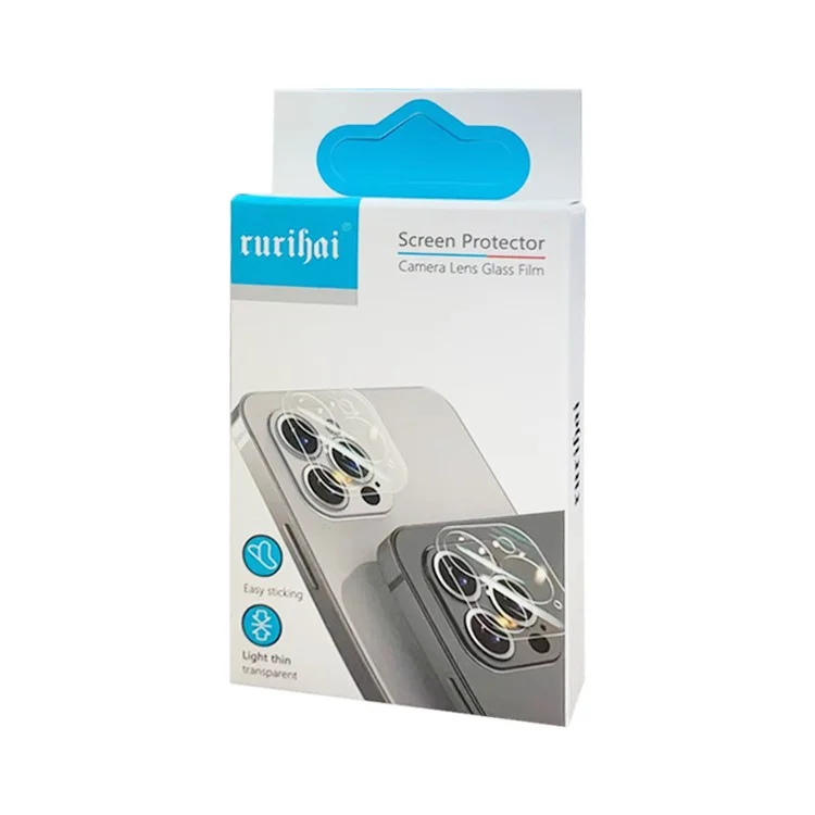 RURIHAI For iPhone 15 Pro / 15 Pro Max Защита объектива камеры AR HD Закаленное стекло Блестящее кольцо Пленка для объектива - Черный