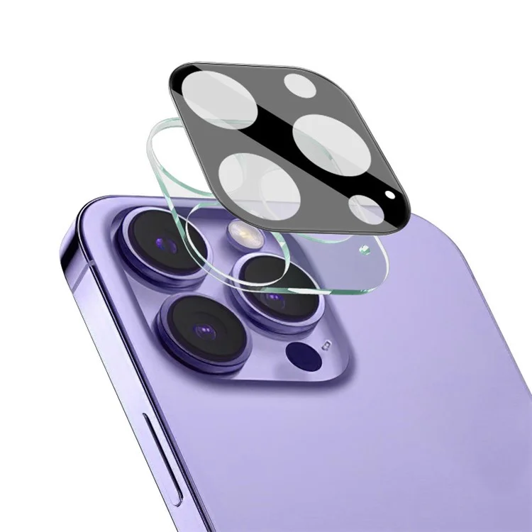 IMAK For iPhone 15 Pro / 15 Pro Max Tempered Glass Camera Lens Protector+Acrylic Lens Cap (Black Version)