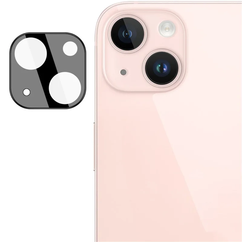 IMAK For iPhone 15 / 15 Plus Camera Lens Film Tempered Glass HD Clear Lens Protector+Acrylic Lens Cap (Black Version)