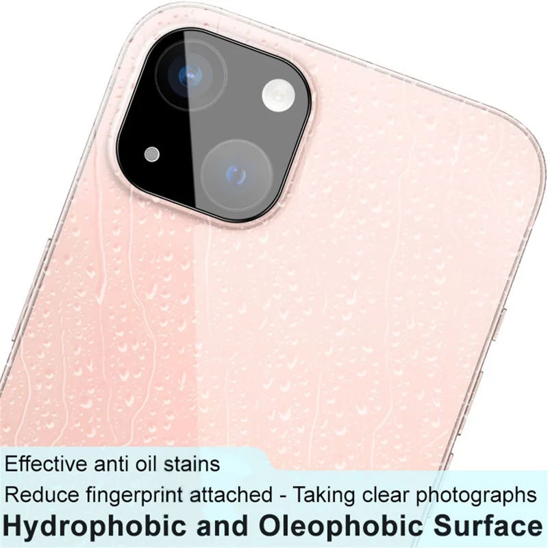 IMAK For iPhone 15 / 15 Plus Camera Lens Film Tempered Glass HD Clear Lens Protector+Acrylic Lens Cap (Black Version)