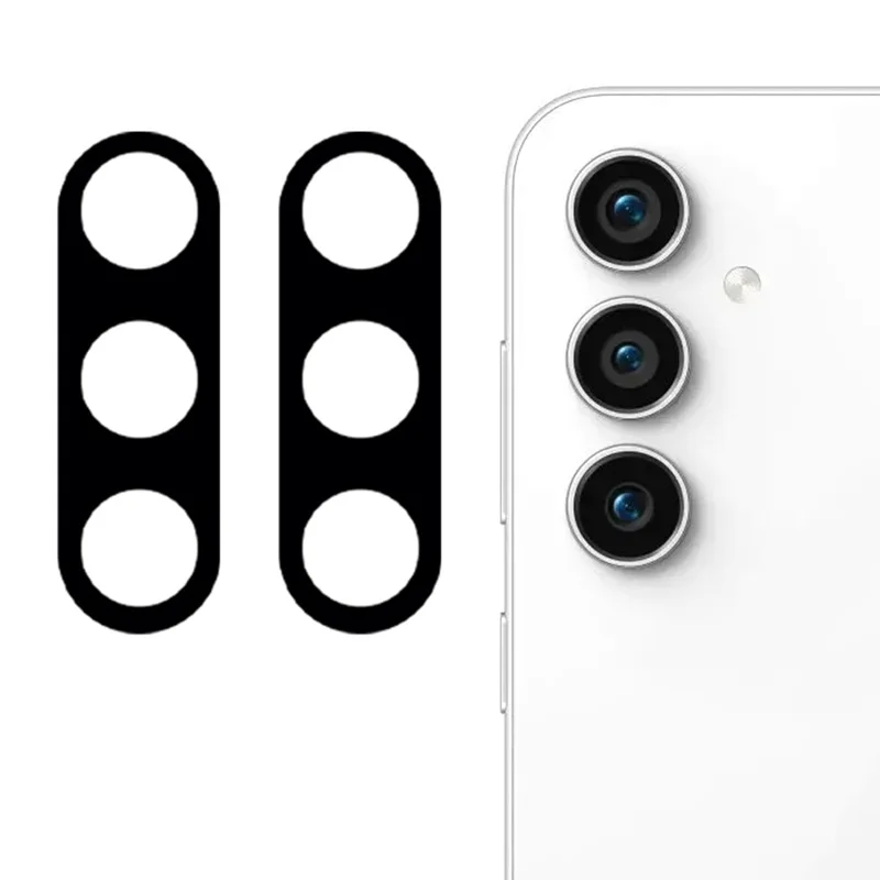 For Samsung Galaxy S23 FE / M55 5G / C55 5G / F55 5G 2Pcs Tempered Glass Camera Lens Protector 3D Arc Edge Silk Printing Rear Lens Film