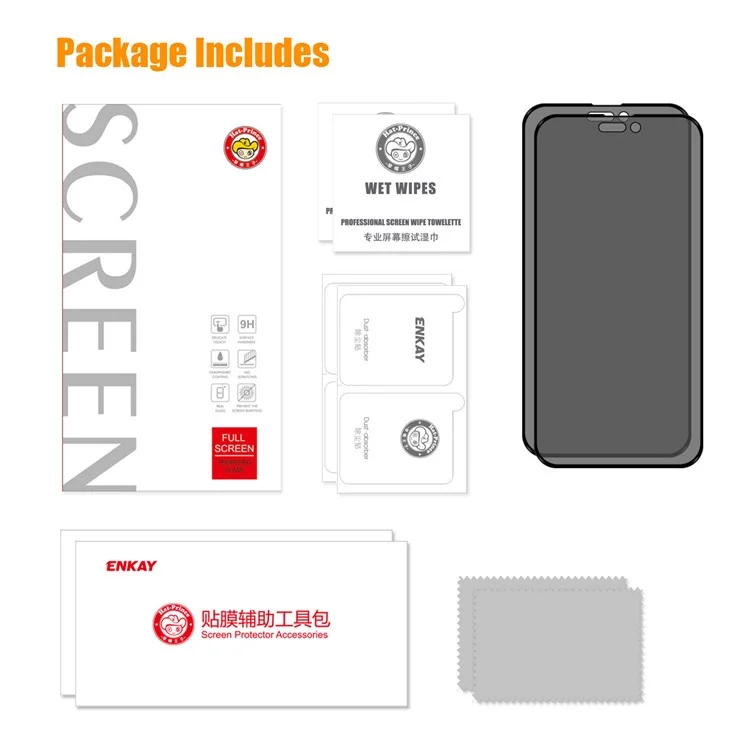ENKAY HAT PRINCE 2Pcs for iPhone 15 Privacy Screen Protector Tempered Glass 28-degree Anti-peep Anti-glare Film