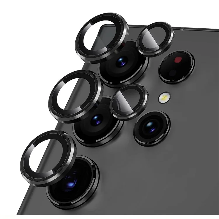 NORTHJO For Samsung Galaxy S23 Ultra 1 Set Camera Lens Film CD Vein Metal Ring Tempered Glass Lens Protector - Black