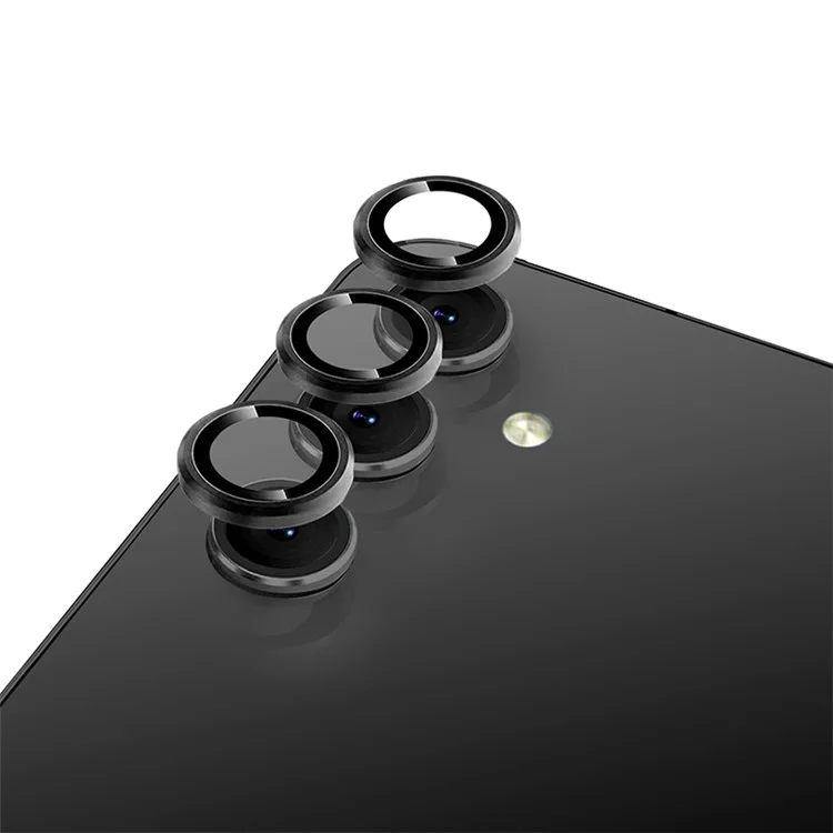 NORTHJO For Samsung Galaxy A24 4G (162.1 x 77.6 x 8.3mm) 1 Set Camera Lens Protector CD Vein Metal Ring Tempered Glass Rear Camera Lens Film - Black