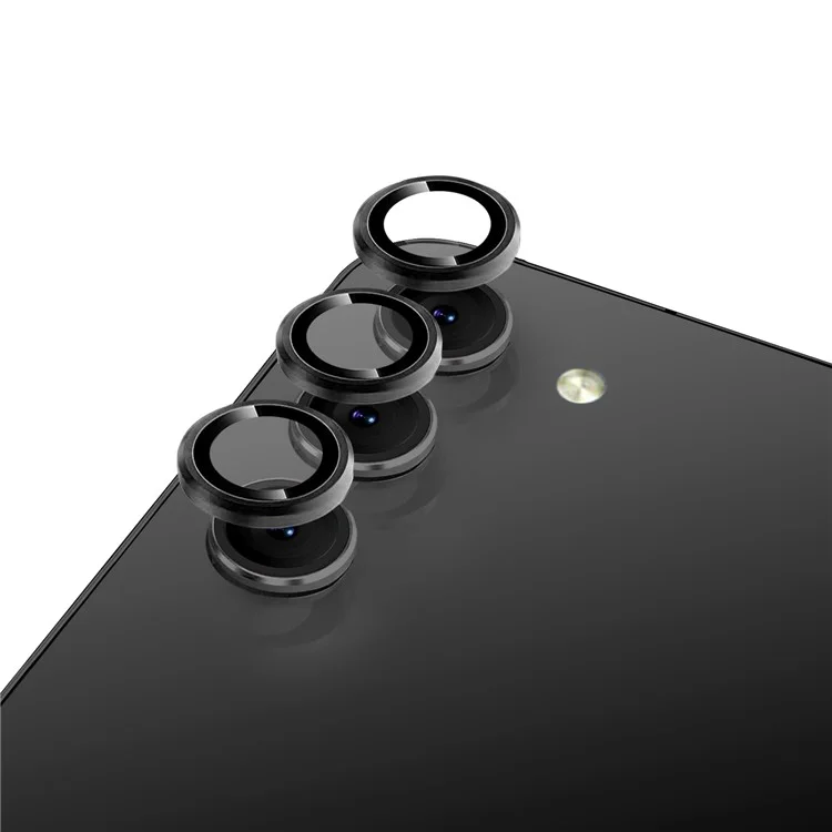 NORTHJO 1 Set Camera Lens Protector for Samsung Galaxy S23 / S23+ , CD Vein Metal Ring Tempered Glass Anti-Scratch Lens Cover Film - Black