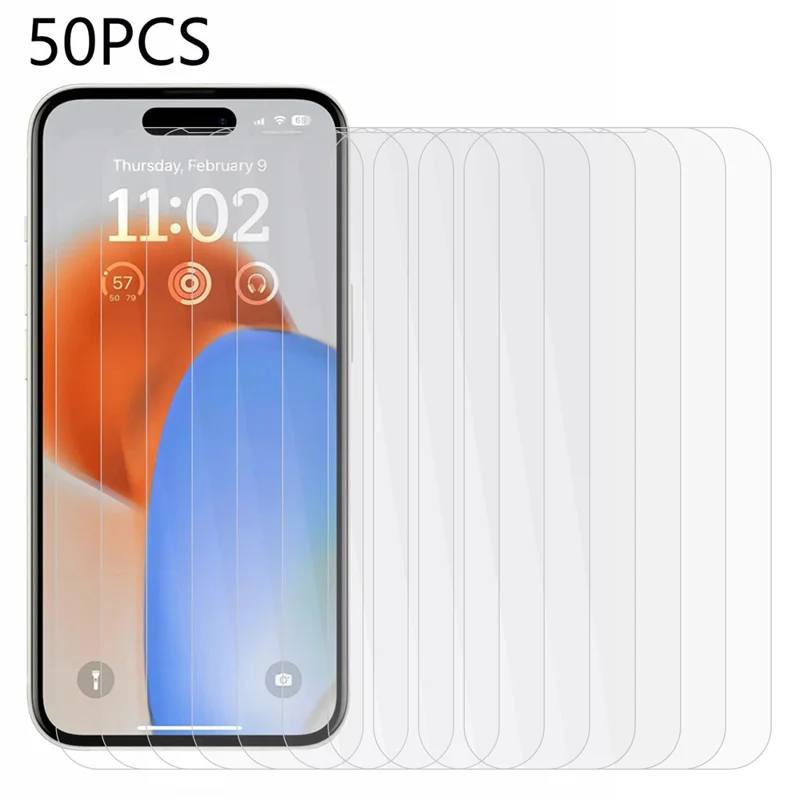 50PCS For iPhone 15 Pro Protezione dello schermo in vetro temperato antiesplosione
