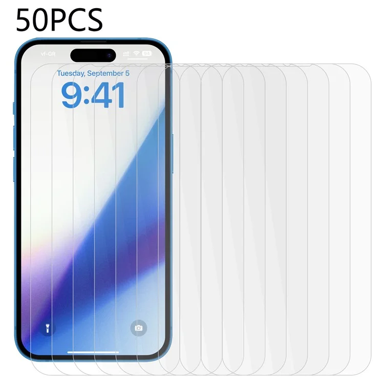 50PCS For iPhone 15 Plus Phone Screen Protector Anti-Explosion Tempered Glass Scratch-Resistant Film