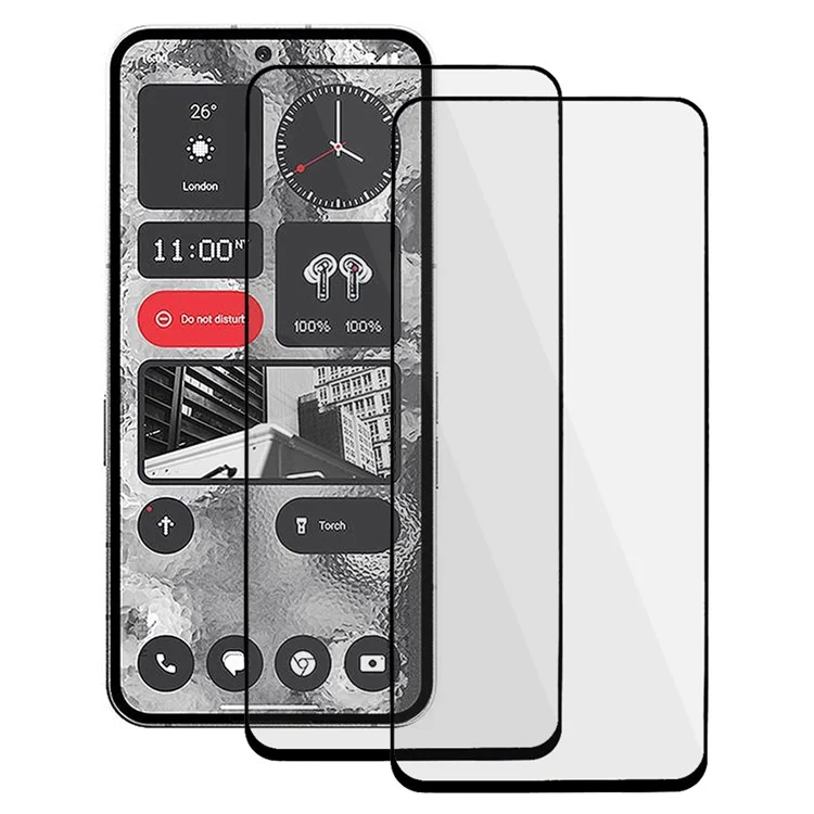 2Pcs Full Screen Protector for Nothing Phone (2) , Black Edge Silk Printing Tempered Glass Screen Film (Full Glue)