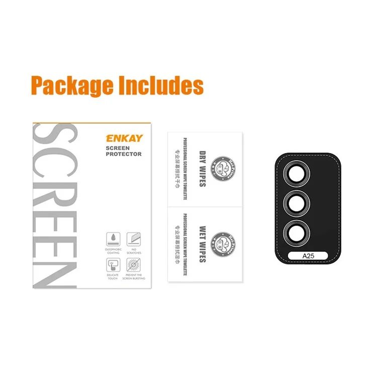ENKAY HAT PRINCE 1 Set Pour Samsung Galaxy A25 5G (Global) (161.0 x 76.5 x 8.3mm) Film de protection d'objectif de caméra en verre trempé - Noir