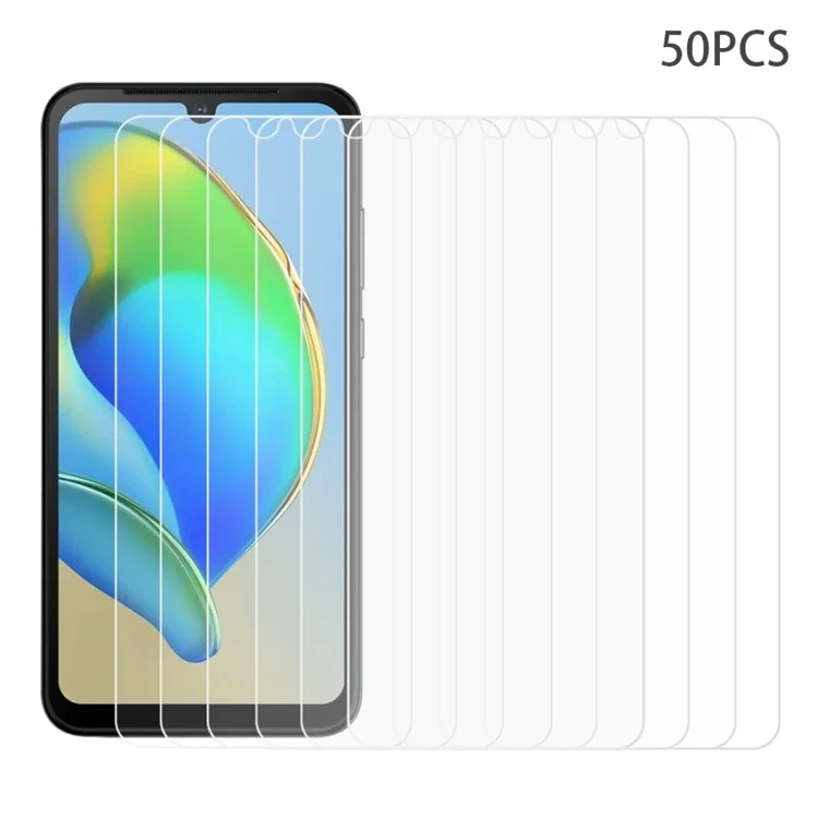 Bulk Purchasing 50Pcs Phone Screen Protector for ZTE Blade A33 Plus , HD Transparent Tempered Glass Screen Film