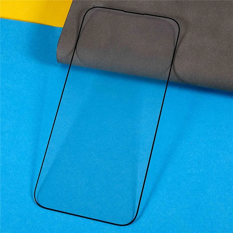 Full Screen Protector for iPhone 15 Plus , Anti-static Full Glue High Aluminium-silicon Glass Silk Printing Film