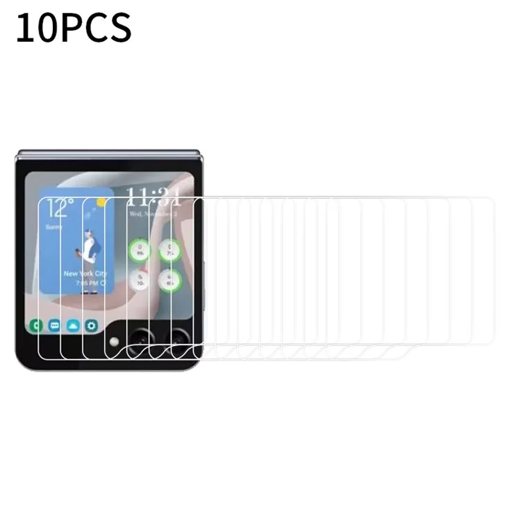 RURIHAI 10Stück für Samsung Galaxy Z Flip5 5G 0,18mm 2,5D Arc Edge Displayschutzfolie Hochwertiges Aluminium-Silizium-Glas