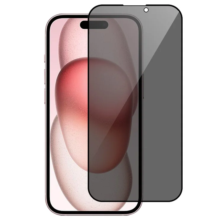 RURIHAI Pour iPhone 15 Plus Silk Printing Black Edge Anti-spy Screen Protector Full Cover High Aluminium-silicon Glass Film
