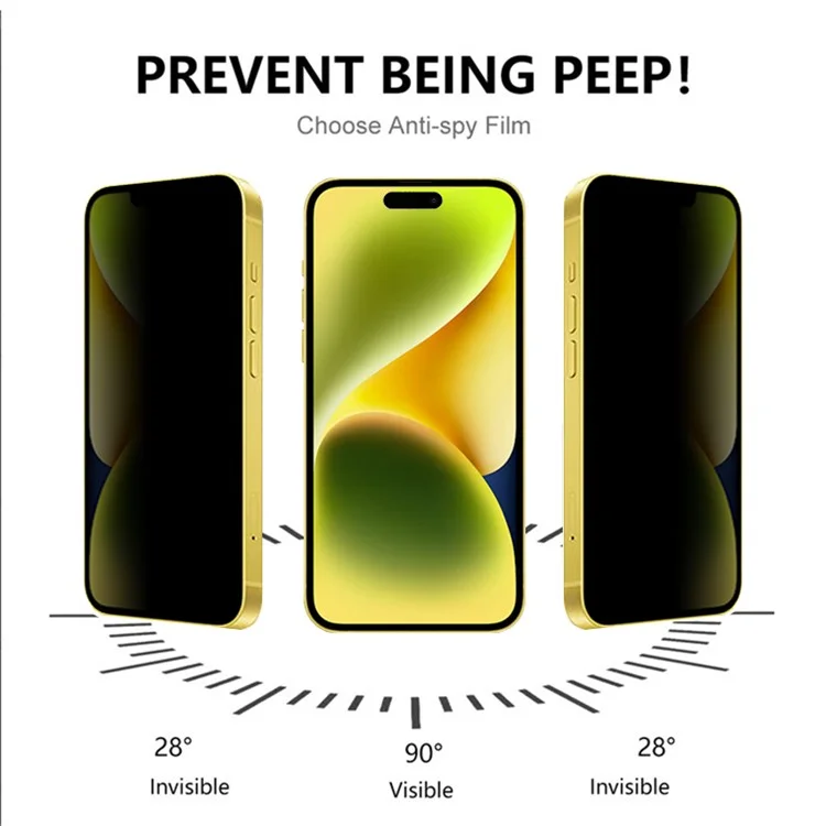 RURIHAI Pour iPhone 15 Plus Silk Printing Black Edge Anti-spy Screen Protector Full Cover High Aluminium-silicon Glass Film