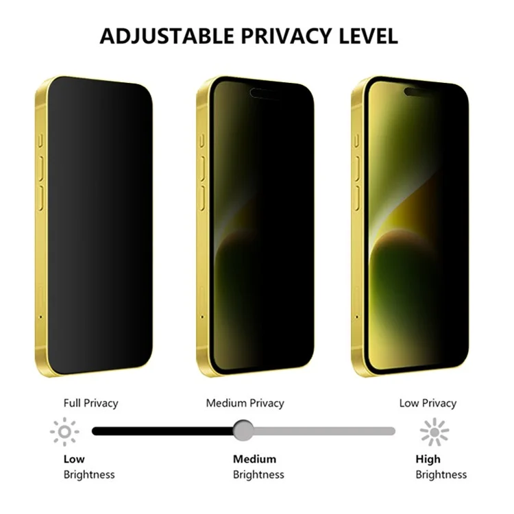 RURIHAI Pour iPhone 15 Plus Silk Printing Black Edge Anti-spy Screen Protector Full Cover High Aluminium-silicon Glass Film