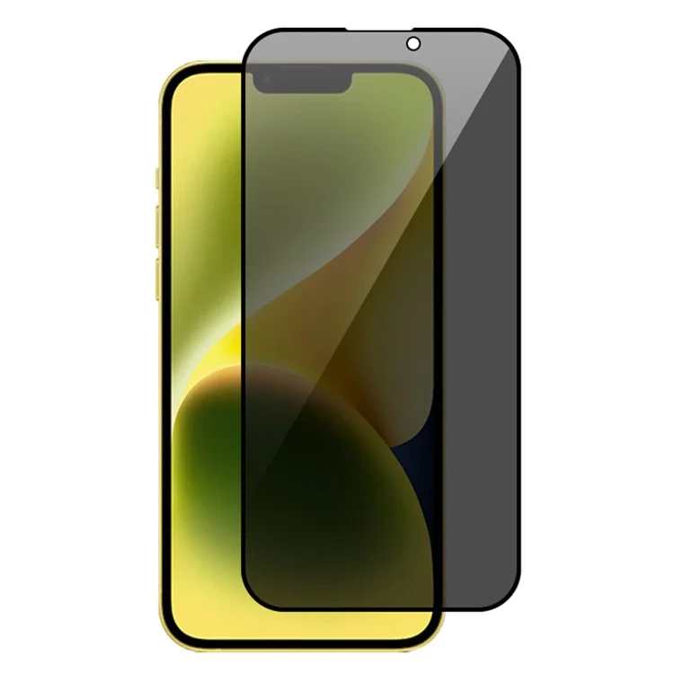RURIHAI Pour iPhone 15 Full Cover High Aluminium-silicon Glass Film Silk Printing Black Edge Anti-spy Screen Protector