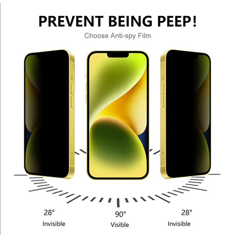 RURIHAI Anti-spy Screen Protector for iPhone 15 Plus , Anti-explosion Full Cover High Aluminium-silicon Glass Film