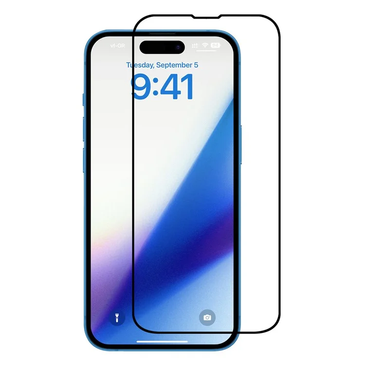 Silk Printing Screen Protector für iPhone 15 Pro, Full Glue High Aluminum-silicon Glass Full Cover Phone Screen Film