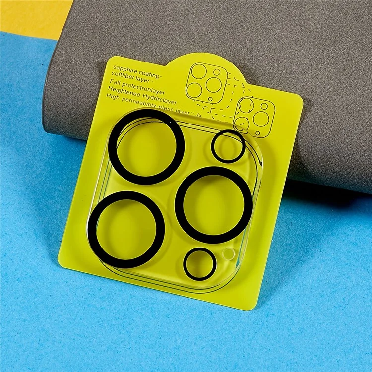Para iPhone 15 Pro / 15 Pro Max 3D Silk Printing Camera Lens Film Tempered Glass Phone Rear Lens Protector