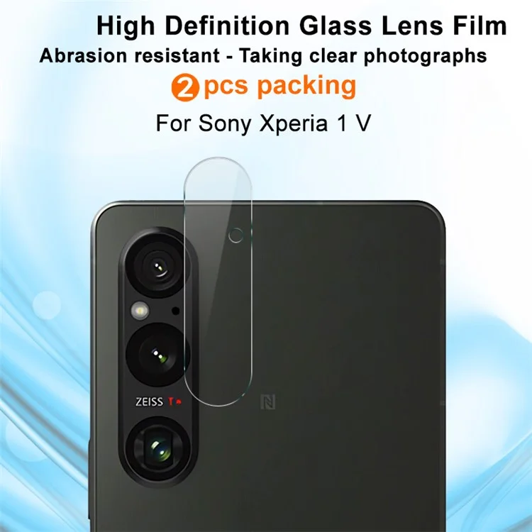 IMAK 2 Piezas / Juego para Sony Xperia 1 V HD Protector de lente de cámara transparente Película de vidrio templado