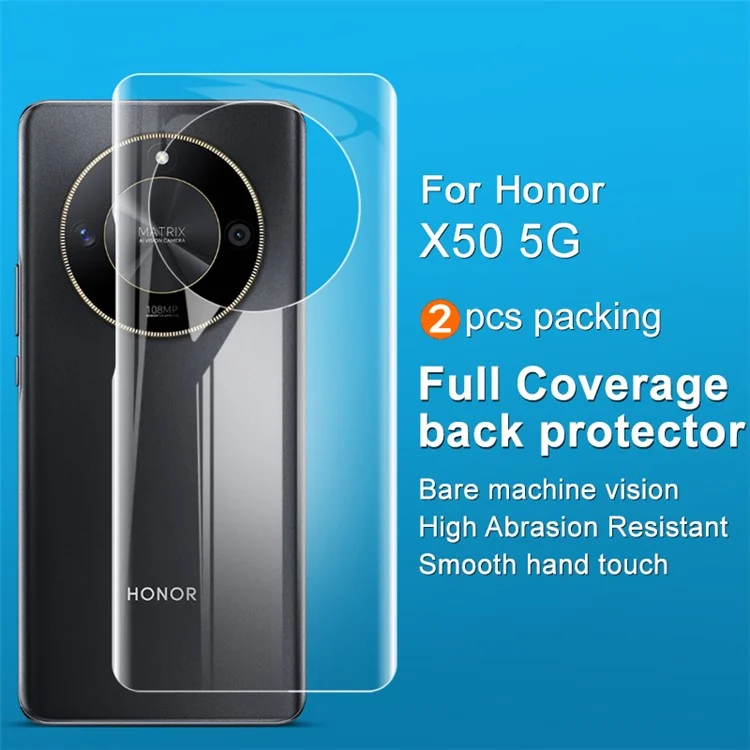 IMAK 2Pcs  /  Set Hydrogel Film III for Honor X50 5G / X9b 5G / Magic6 Lite 5G Full Cover Mobile Phone Back Protector Clear TPU Film